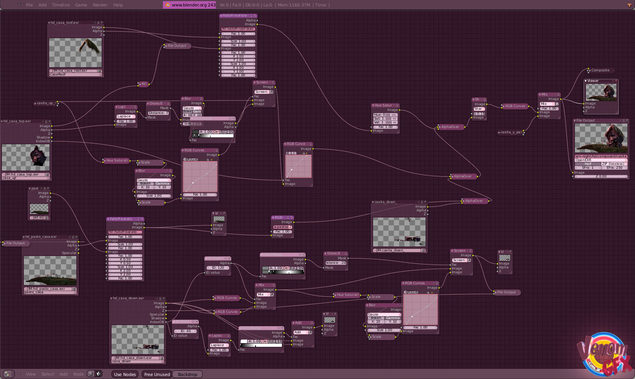 The final (final) compositing was done in Multilayer EXRs. Total overkill but it was needed for my old single-core laptop to render in high res.